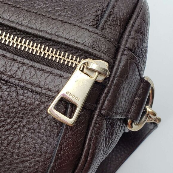 100% Authentic Gucci Web Brown Boston Leather Shoulder Bag 635-11292021 - Picture 10 of 16